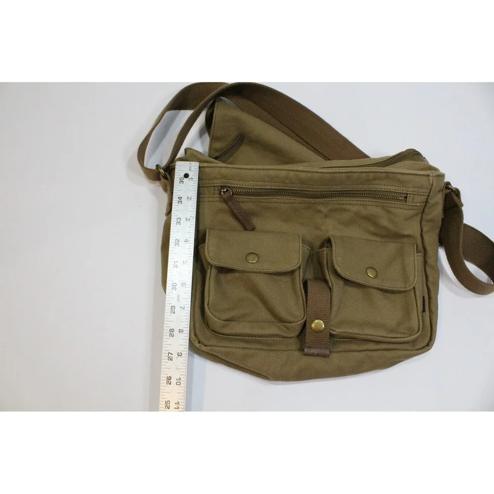 Gootium Canvas Messenger Bag Khaki Brown Crossbody Field Satchel Shoulder Bag
